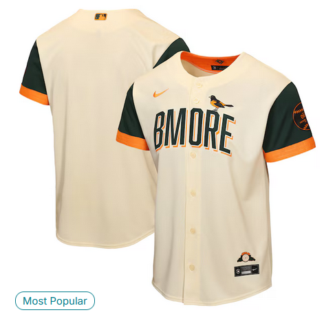 youth Baltimore Orioles blank Cream Nike 2026 City Connect Stadium Jersey